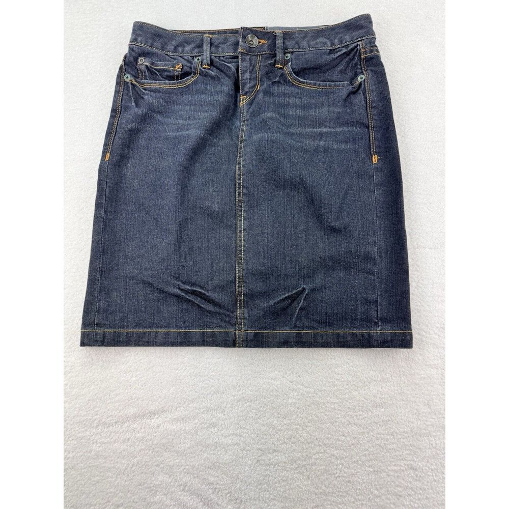 Denim Pocket A-Line Skirt - Dark Blue